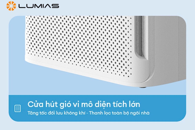 Máy lọc không khí Lumias Bulma với cửa gió lớn hút vi mô diện tích lớn