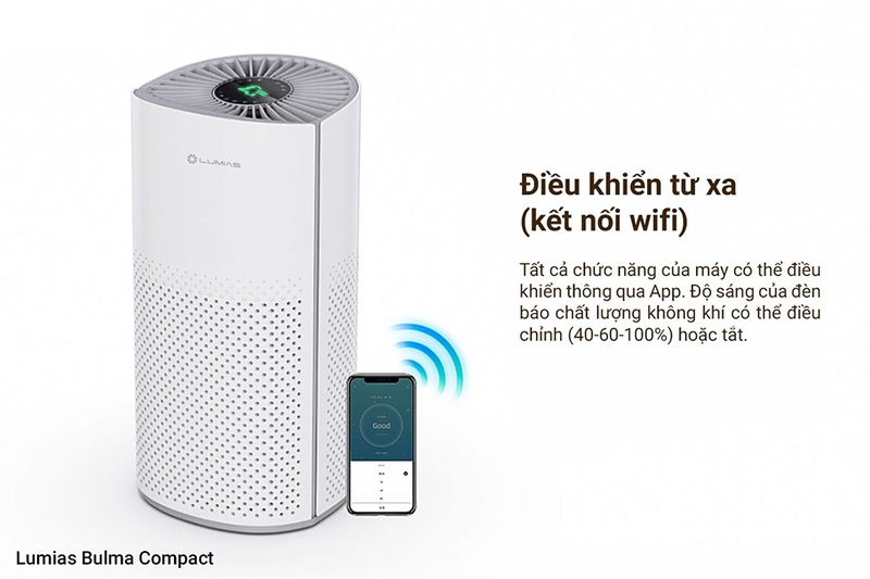 Máy lọc không khí Lumias Bulma Compact 23W kết nối wifi và điều khiển dễ dàng