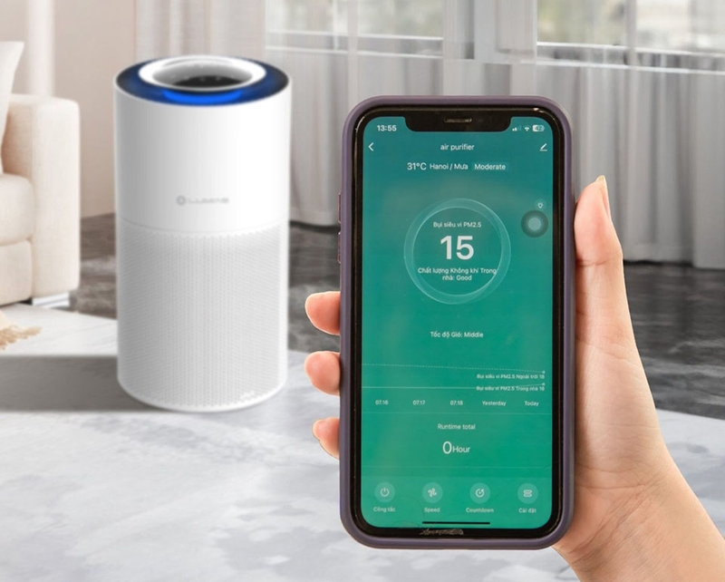  Máy lọc không khí Lumias Bulma Pro 45W điều khiển dễ dàng qua điện thoại