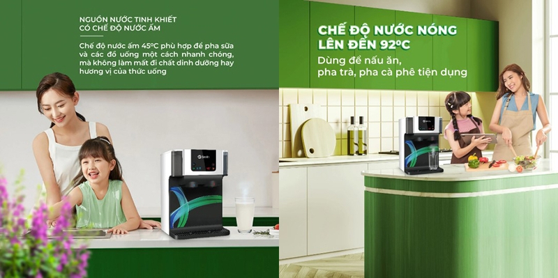  Máy lọc nước nóng nguội RO A.O. Smith 4 lõi ROSS ECO-AOC75PUR với 3 chế độ nước
