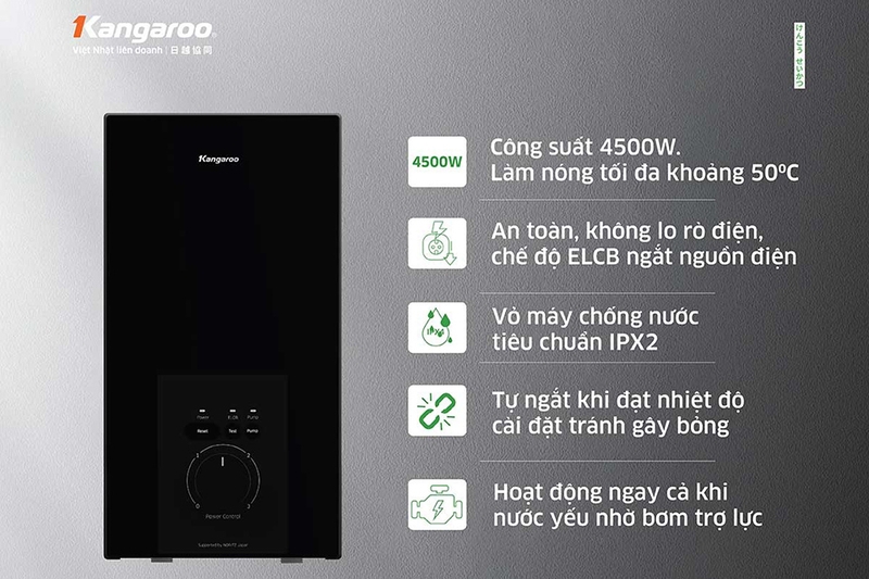 may nuoc nong truc tiep kangaroo kgwd45p2 4500w