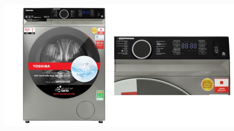 Máy giặt sấy cửa trước Toshiba Inverter giặt 10.5 kg - sấy 7 kg TWD-BM115GF4V(SK)