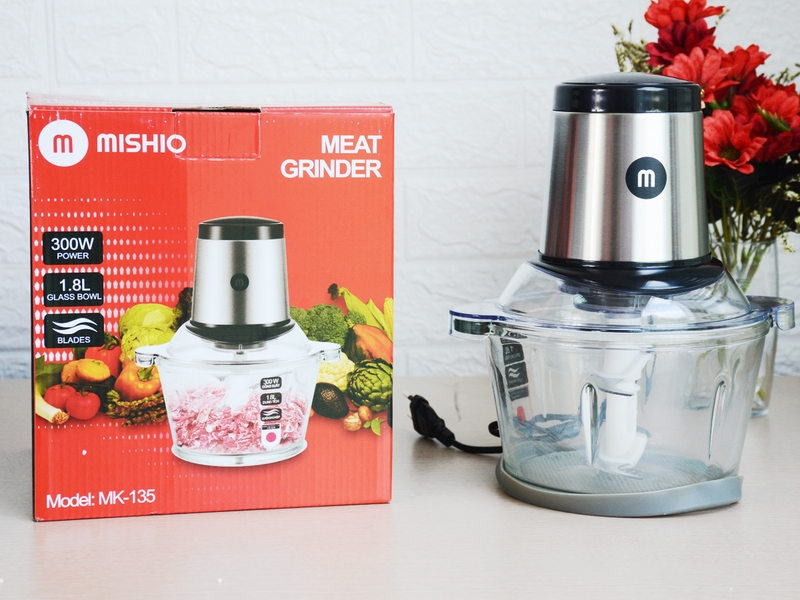 Máy xay thịt Mishio cối thủy tinh