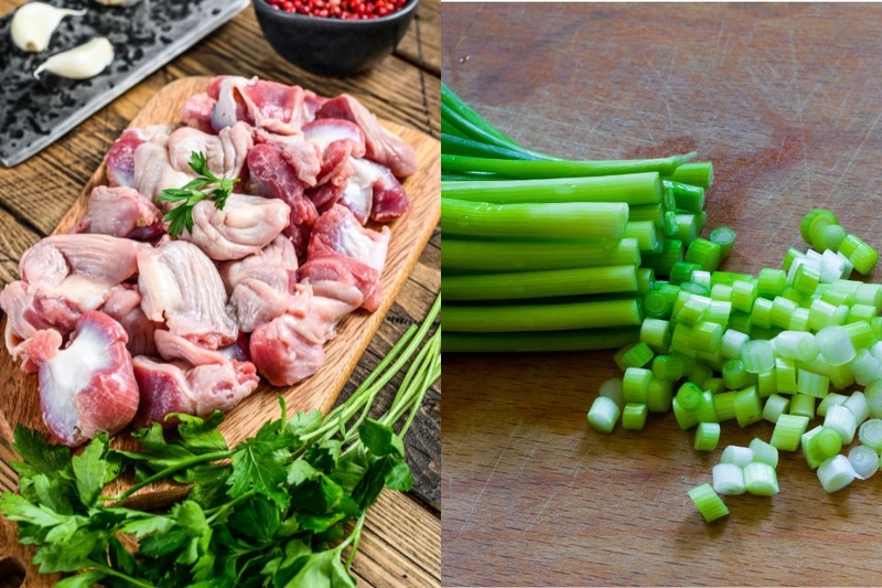 sơ chế nguyên liệu mề gà kho tiêu