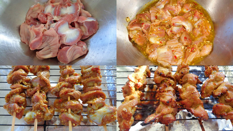 Các bước thực hiện món mề gà nướng sa tế