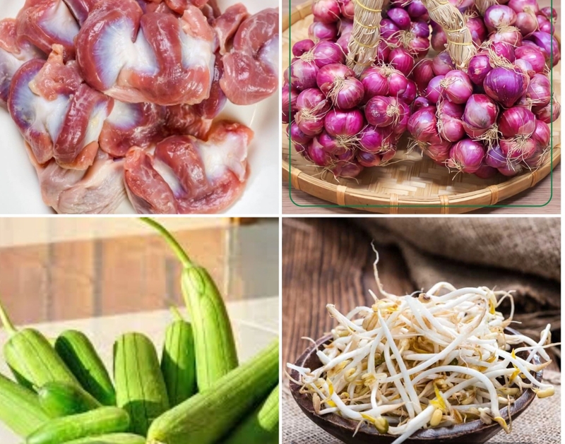 Nguyên liệu làm mề gà xào mướp cho 4 người