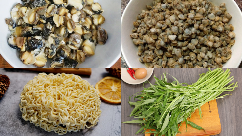 Nguyên liệu để nấu món mì ốc hến