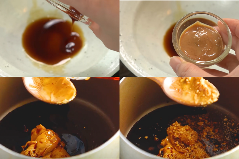 Bước 2: Nấu sốt bơ đậu phộng