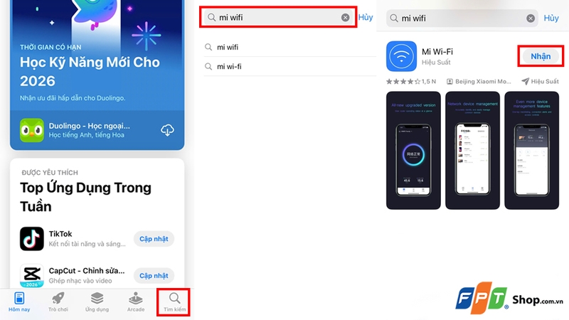 Các bước tải xuống ứng dụng
