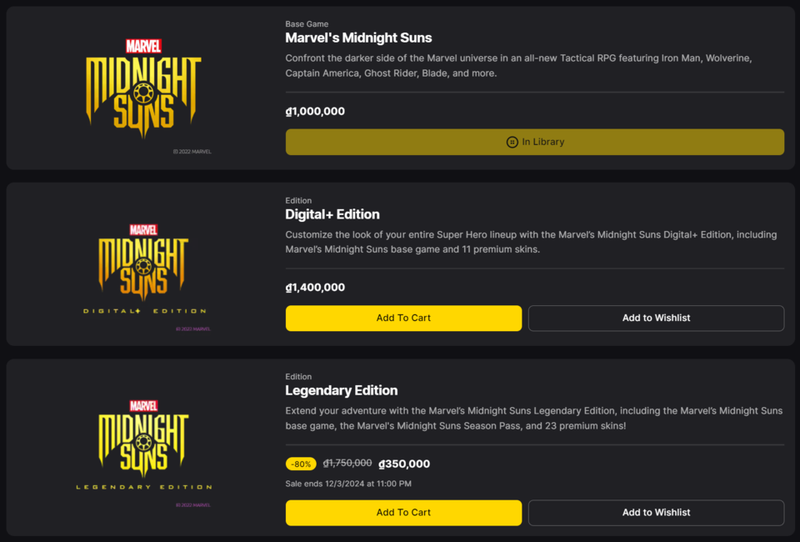 Midnight Suns trên Epic Games