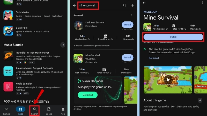 Tải Mine Survival trên hệ điều hành Android