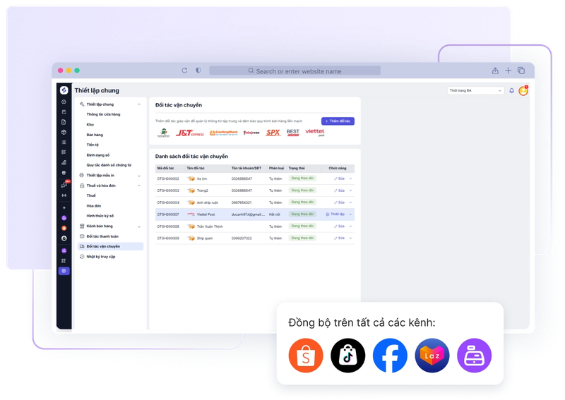 Quản lý tồn kho và giao vận
