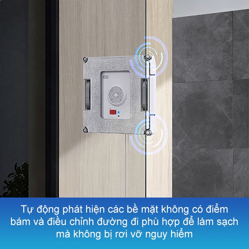 Hệ thống cảm biến của Winbot W1 Pro có khả năng nhận diện và điều chỉnh theo các góc cạnh của cửa kính