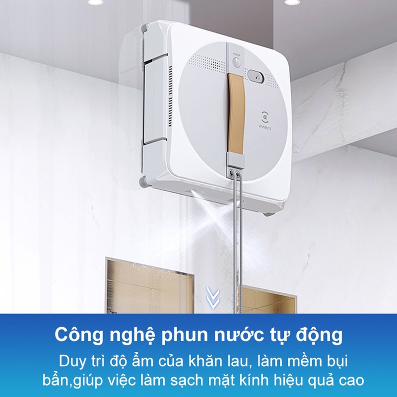 Một trong những điểm độc đáo của Winbot W1 Pro là công nghệ phun nước chéo tự động