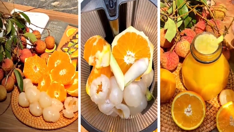 Mix nước ép vải - cam - sả