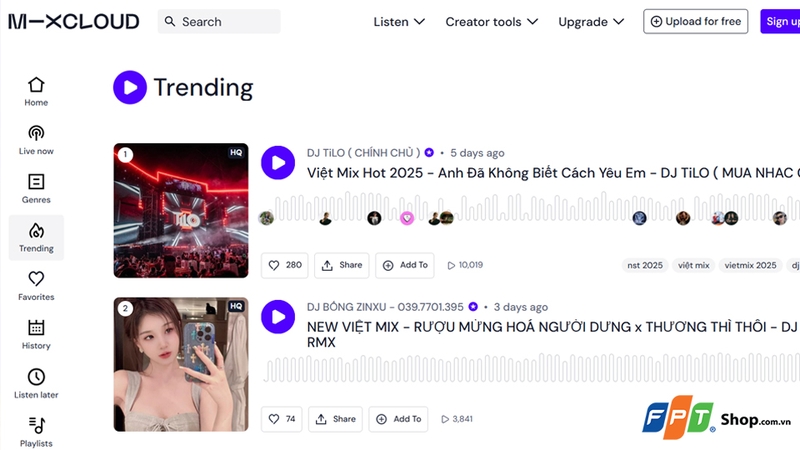 Mixcloud tích hợp trình phát nhạc hiện đại