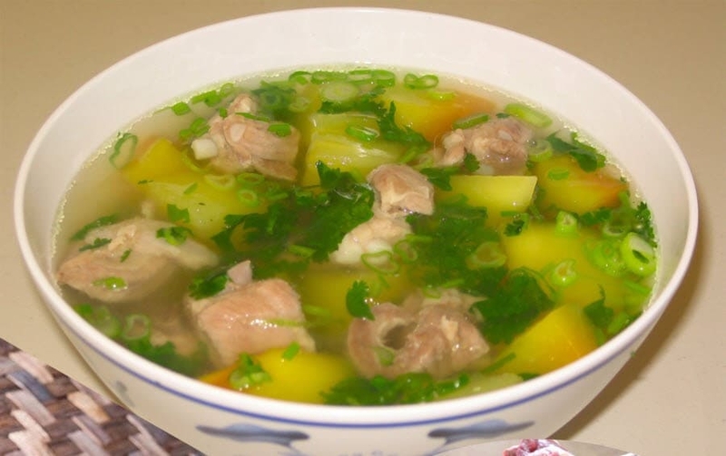 Chân dê hầm đu đủ xanh