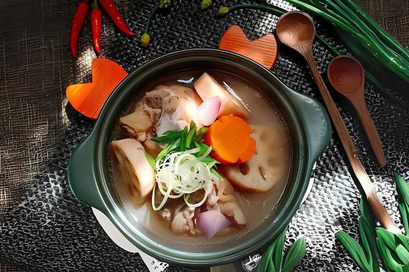 món canh củ sen hầm giò heo hấp dẫn
