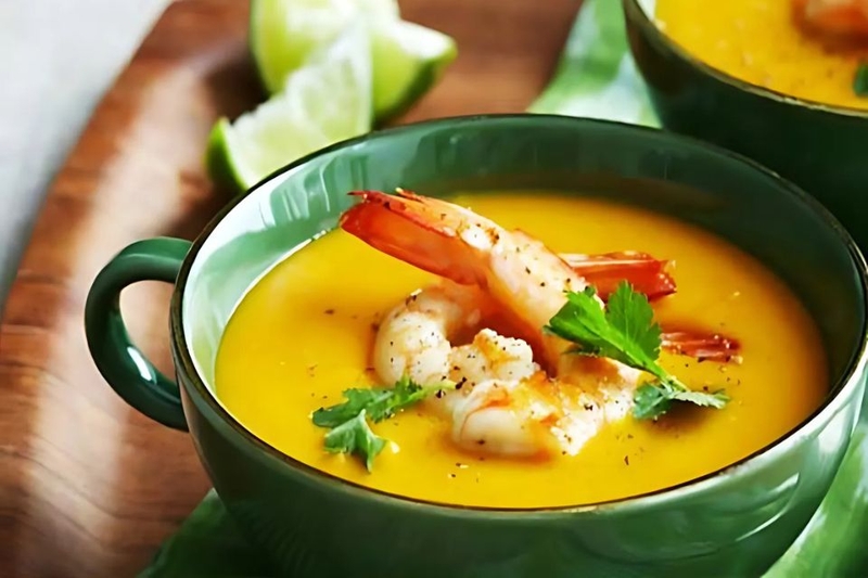 món súp tôm bí đỏ bổ dưỡng