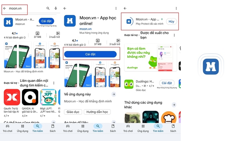 Hướng dẫn tải và cài đặt Moon.vn trên thiết bị Android