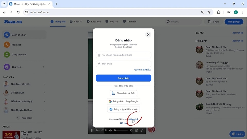 Hướng dẫn đăng ký tài khoản trên Moon.vn