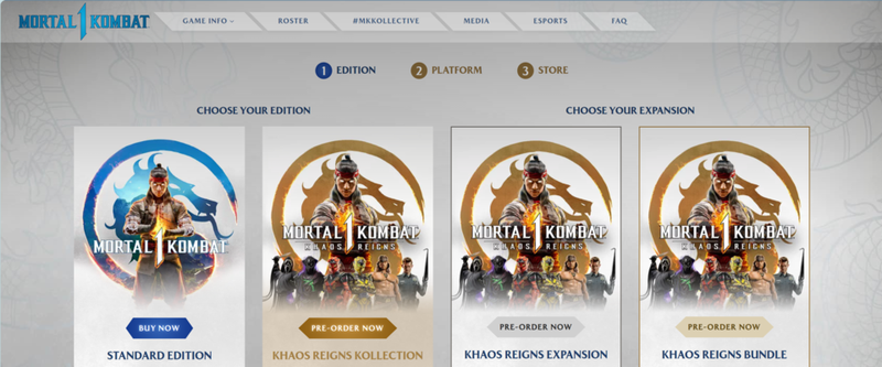 Chọn phiên bản Mortal Kombat 1 Pre-Order