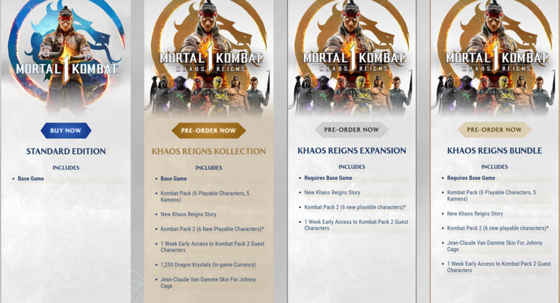 Nội dung Mortal Kombat 1 Pre-Order