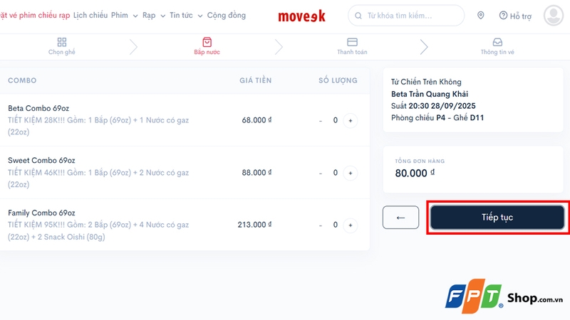Chọn vị trí ghế ngồi