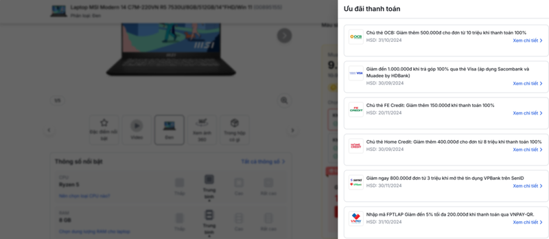 Ưu đãi từ các ngân hàng