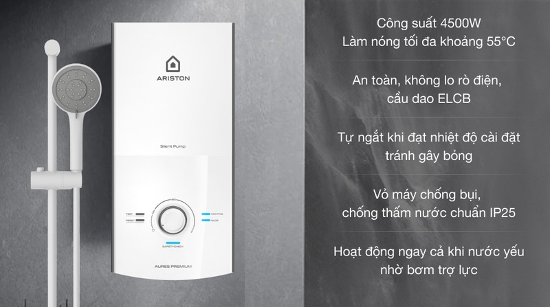 may nuoc nong truc tiep ariston aures premium