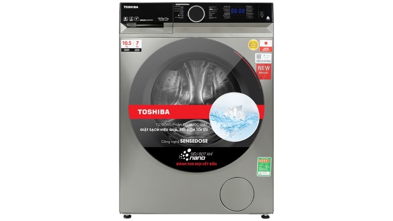 Máy giặt sấy cửa trước Toshiba Inverter giặt 10,5kg - sấy 7kg TWD-BM115GF4V(SK)