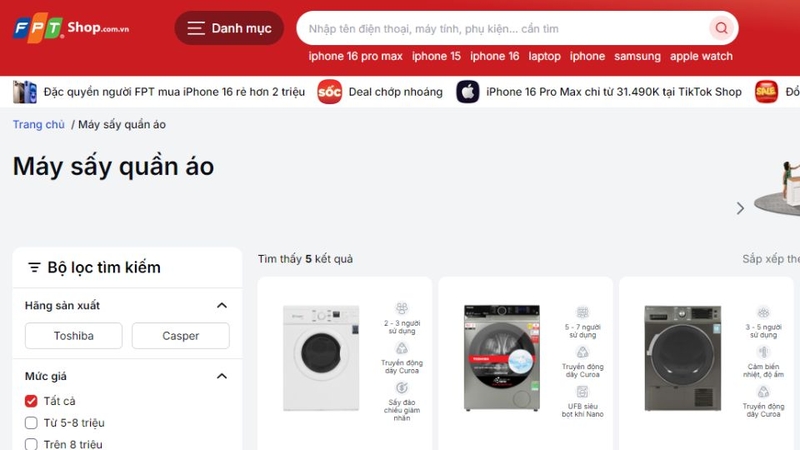 Mua sắm trực tuyến qua website FPT Shop