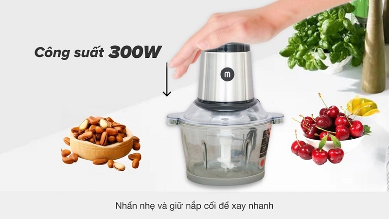 Máy xay thịt cối thủy tinh Mishio 1.8 lít MK-135