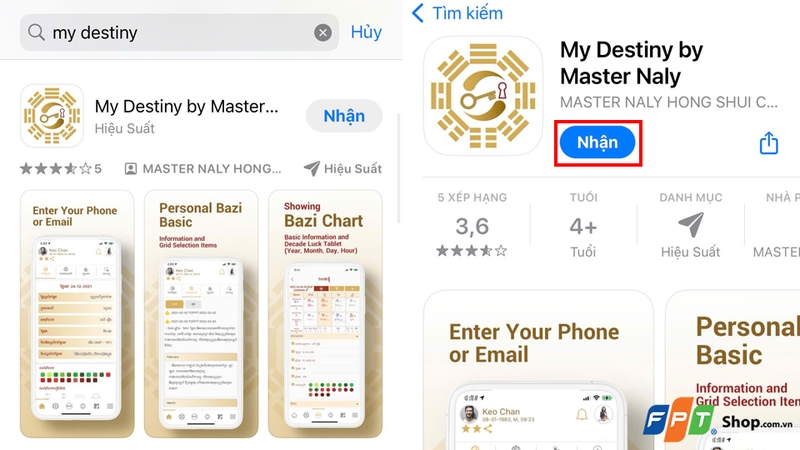 Nhấn nút "Nhận" để tải xuống