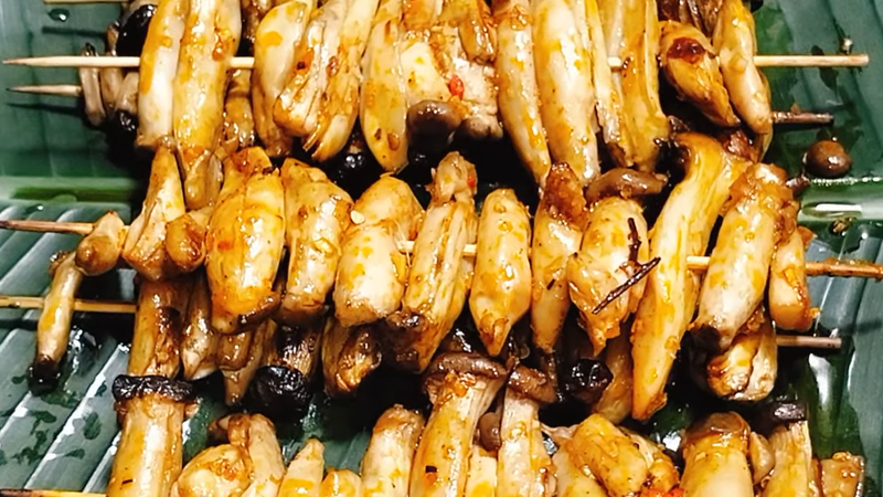 Thành phẩm nấm nướng xiên