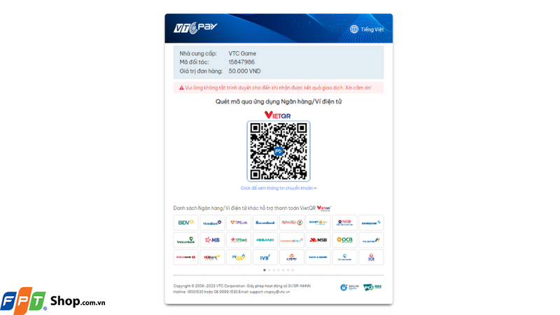Sử dụng ứng dụng ngân hàng, quét mã QR và thực hiện chuyển khoản thanh toán là xong