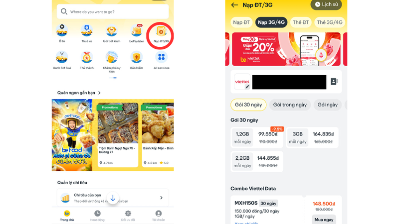Cách tặng data cho thuê bao khác qua be