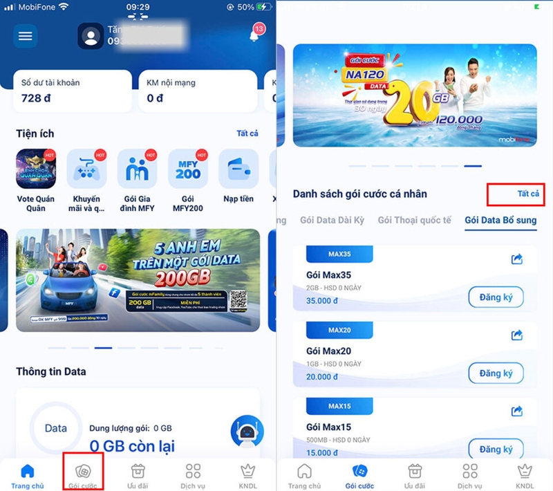 Cách tặng data cho thuê bao khác My MobiFone 1'