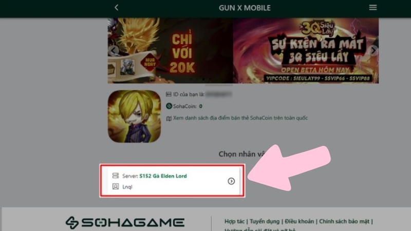 Chọn nhân vật cần nạp