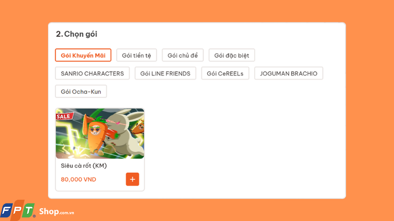 Chọn gói nạp phù hợp