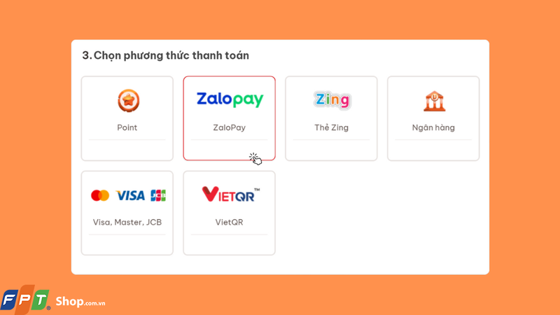 Chọn phương thức thanh toán là ZaloPay