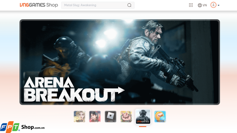 Truy cập cổng thanh toán VNG Games Shop