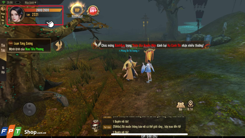 Tại giao diện chính trong game Ta Là Đạo Sĩ Xuất Quan VTC, hãy nhấn vào nhân vật của bạn