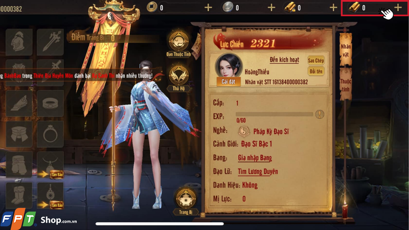 Chọn mục Nạp Ngân Phiếu để bắt đầu thực hiện giao dịch