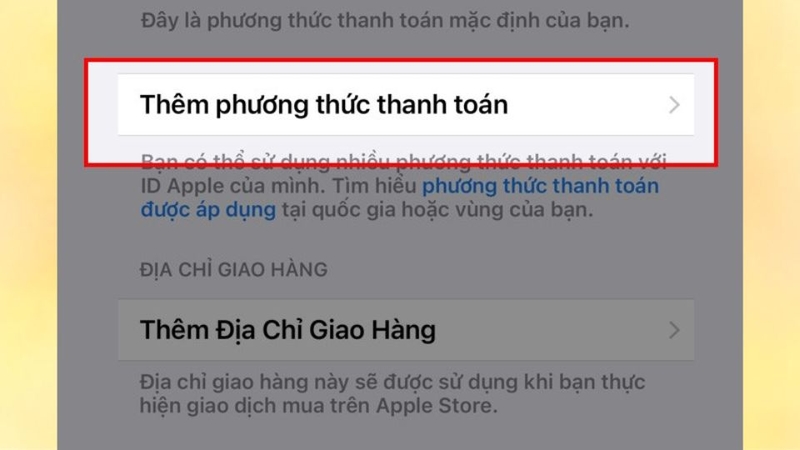 Chọn Thêm phương thức thanh toán