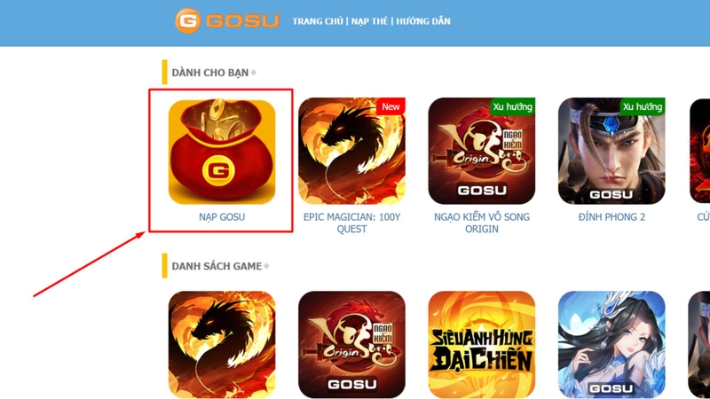 Truy cập trang chủ Gosu
