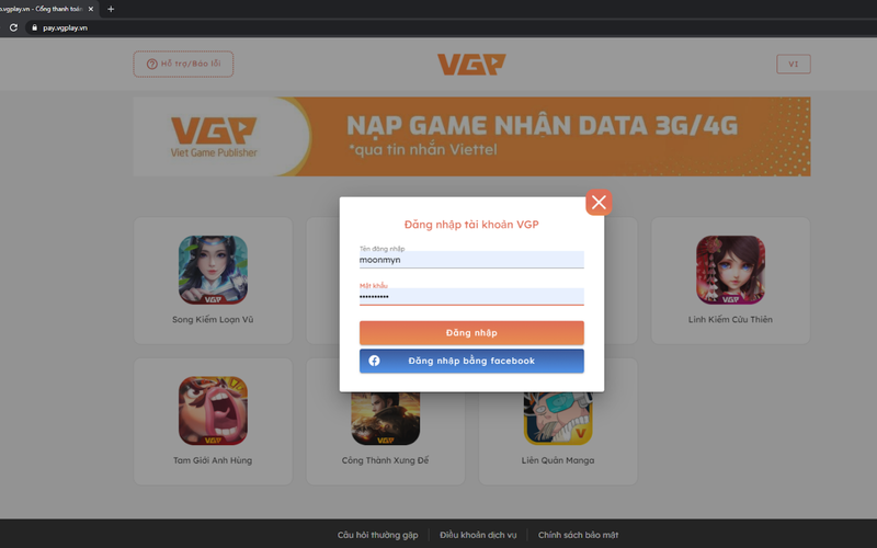 Truy cập đúng kênh nạp chính thức