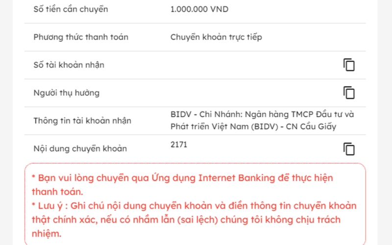 Xác nhận giao dịch và kiểm tra kết quả
