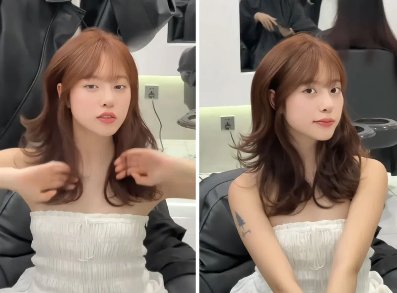 layer ngang vai nhuom nau mocha