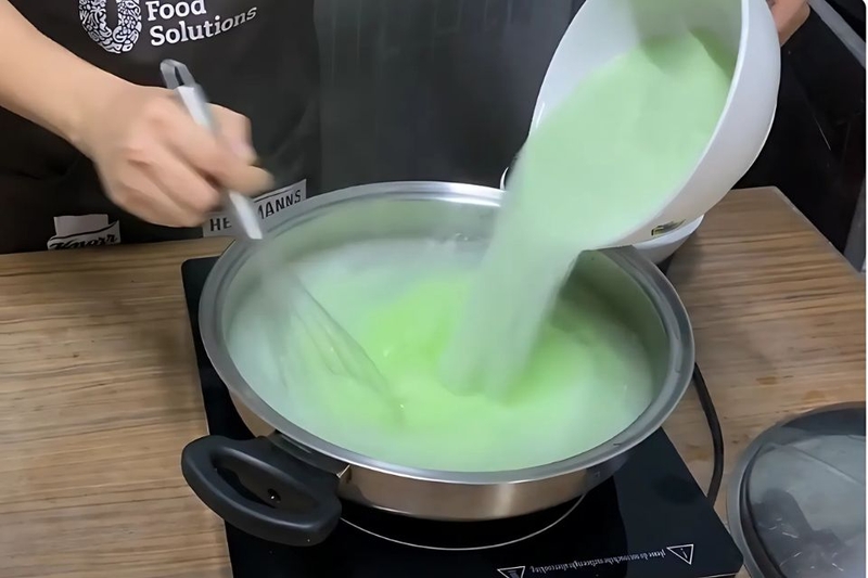 nấu pudding dưa lưới